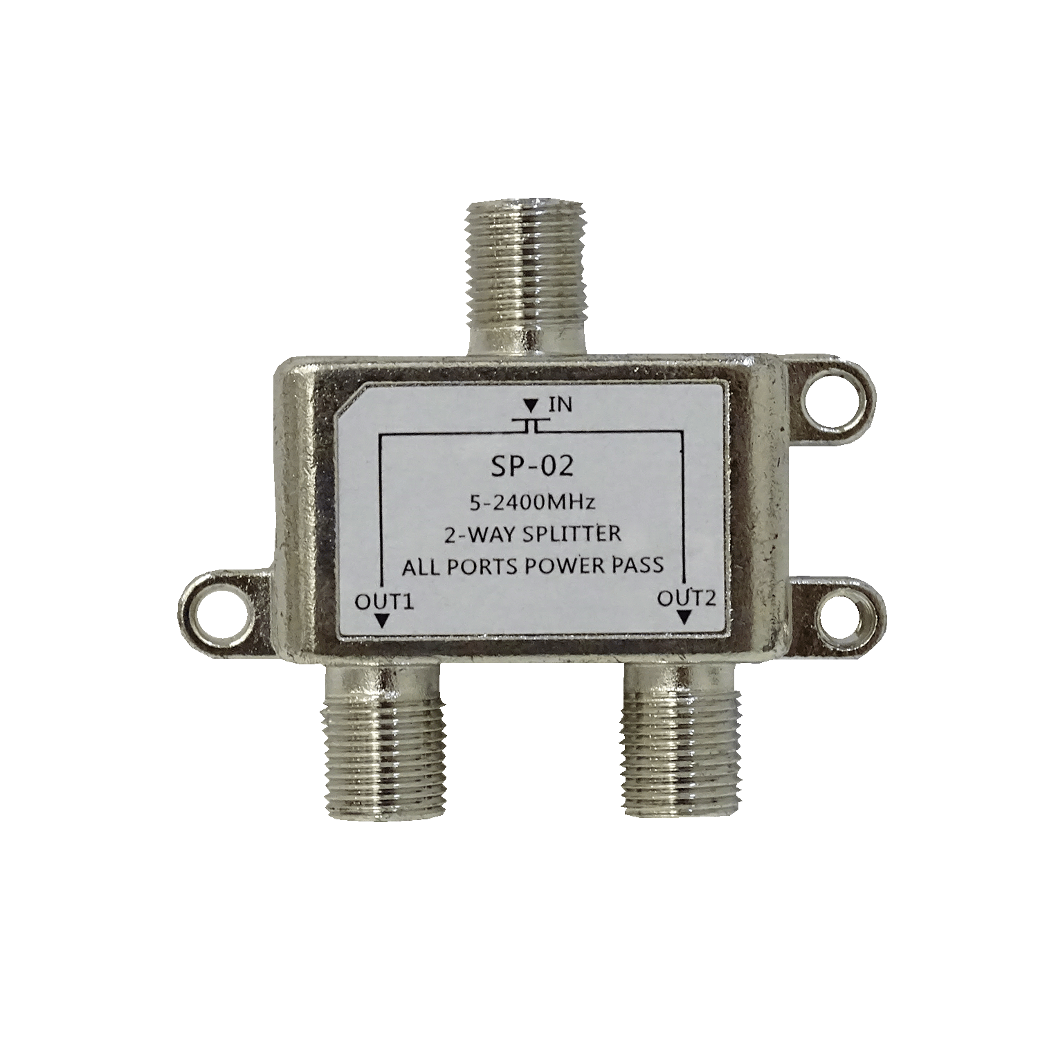 Splitter Coaxial 1 Entrada F-H a 2 Salidas F-H, 5-2400MHz, 75 Ohm TV Satelital 1