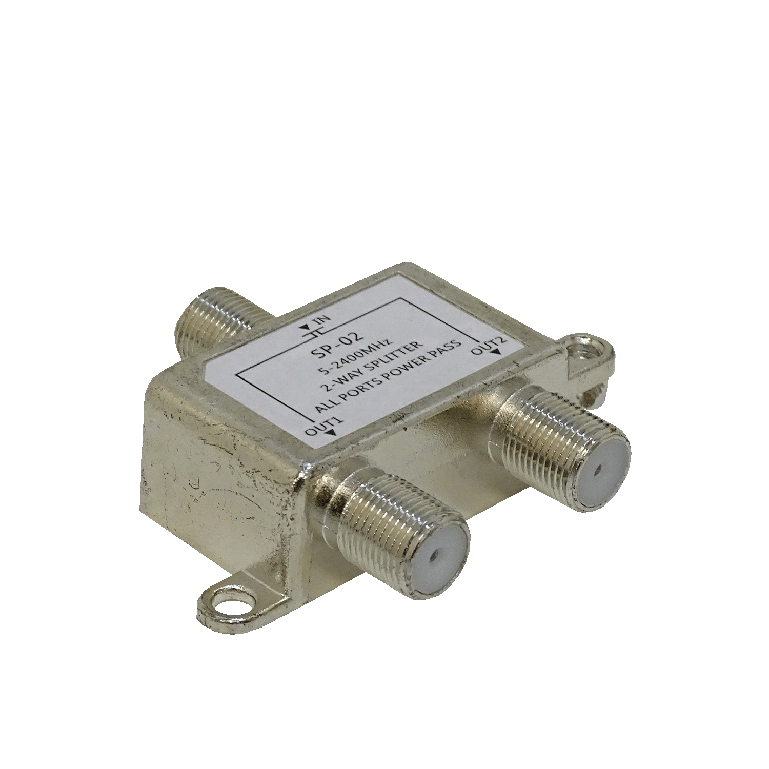 Splitter Coaxial 1 Entrada F-H a 2 Salidas F-H, 5-2400MHz, 75 Ohm TV Satelital 2
