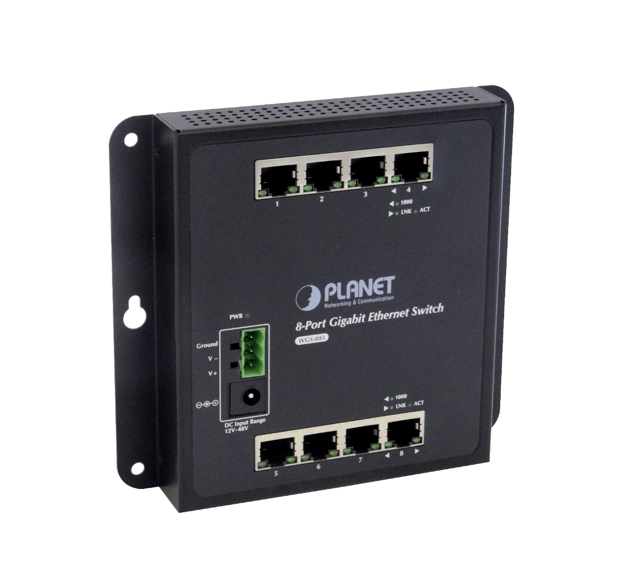PLANET 8-1000 Switch Industrial no-Admin Plano/DIN req/12-48VDC IP30 3
