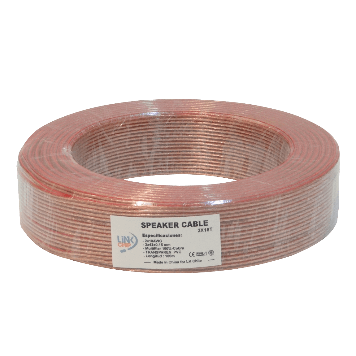 Cable Paralelo Multifilar 2x18AWG Cobre, 2x0.75mm², 100m, Transparente 1