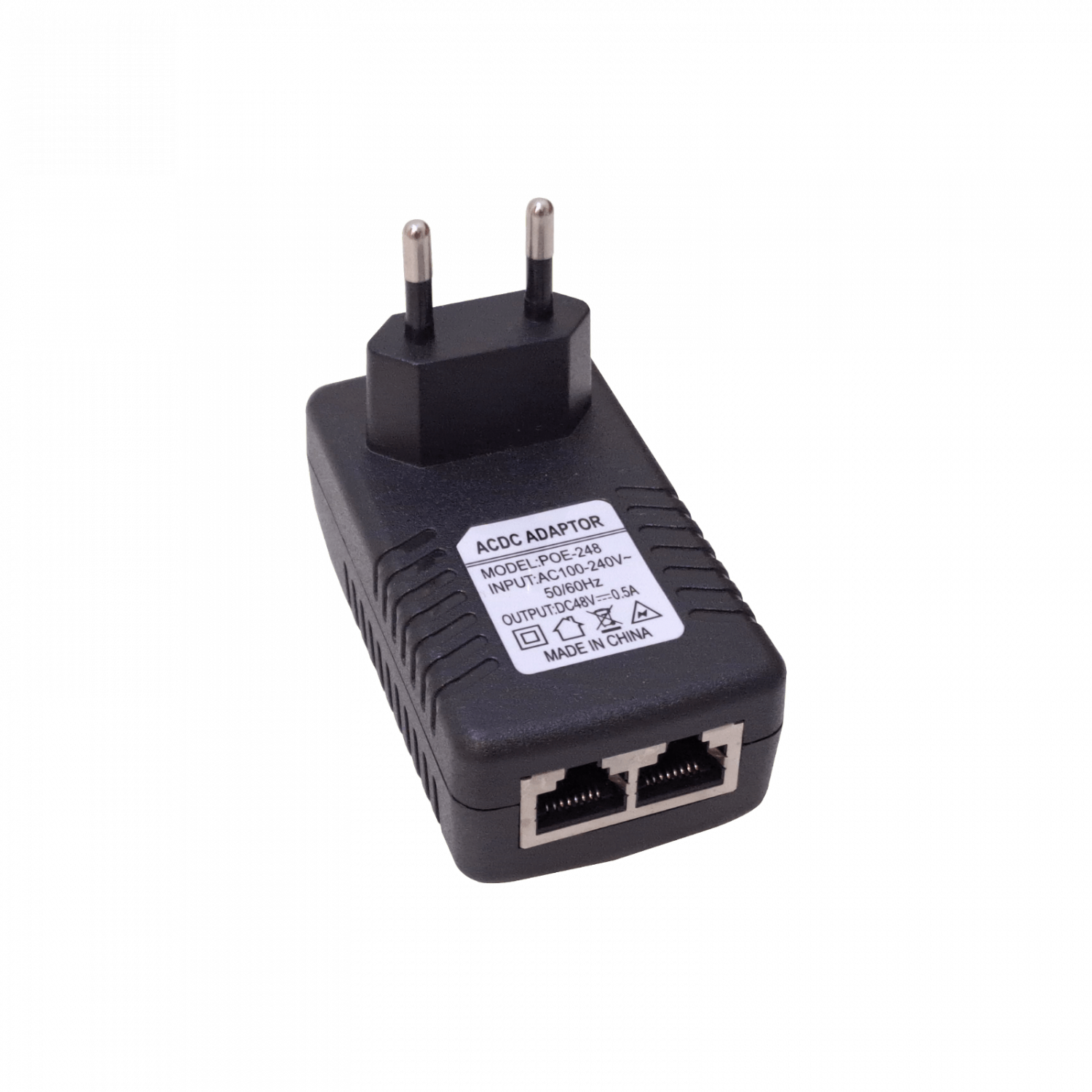 Inyector PoE Pasivo sin-Norma sin-tierra 100-240VAC 48VDC 24W 0,5A 4