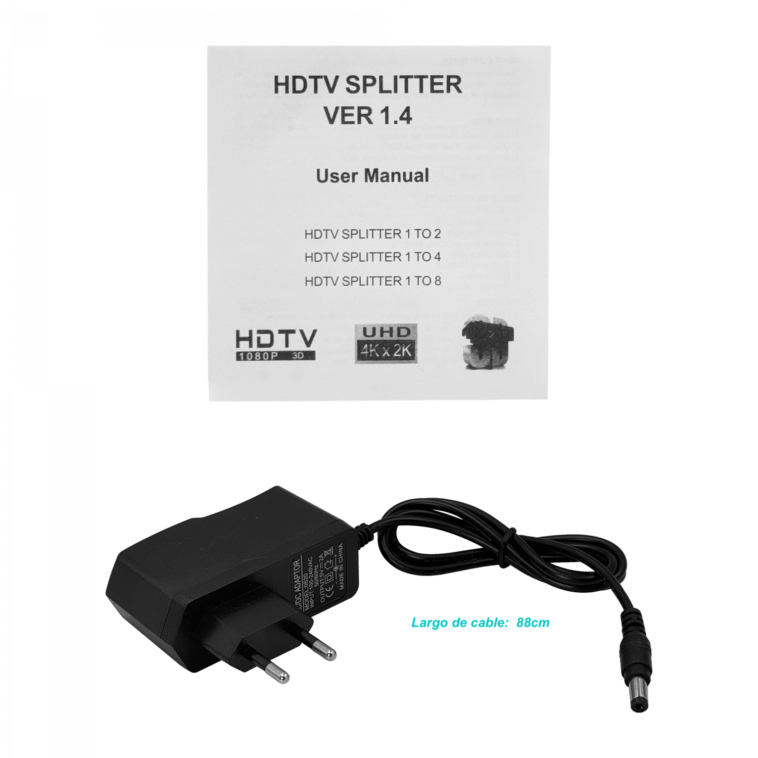 Splitter HDMI 1x8 v1.3, 1080p, 1 Entrada a 8 Salidas, Fuente 5V 2A 2