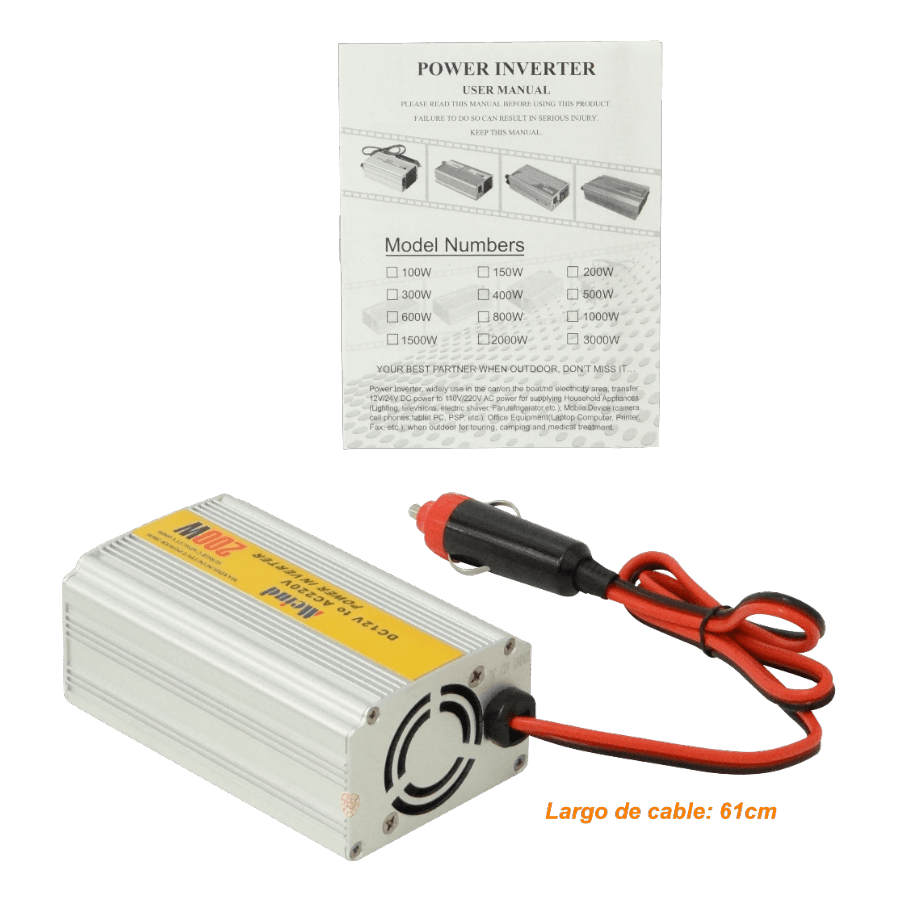 MEIND 200W 24/12VDC-in 220V-out 5V-USB-AH inversor Plug-Auto 3