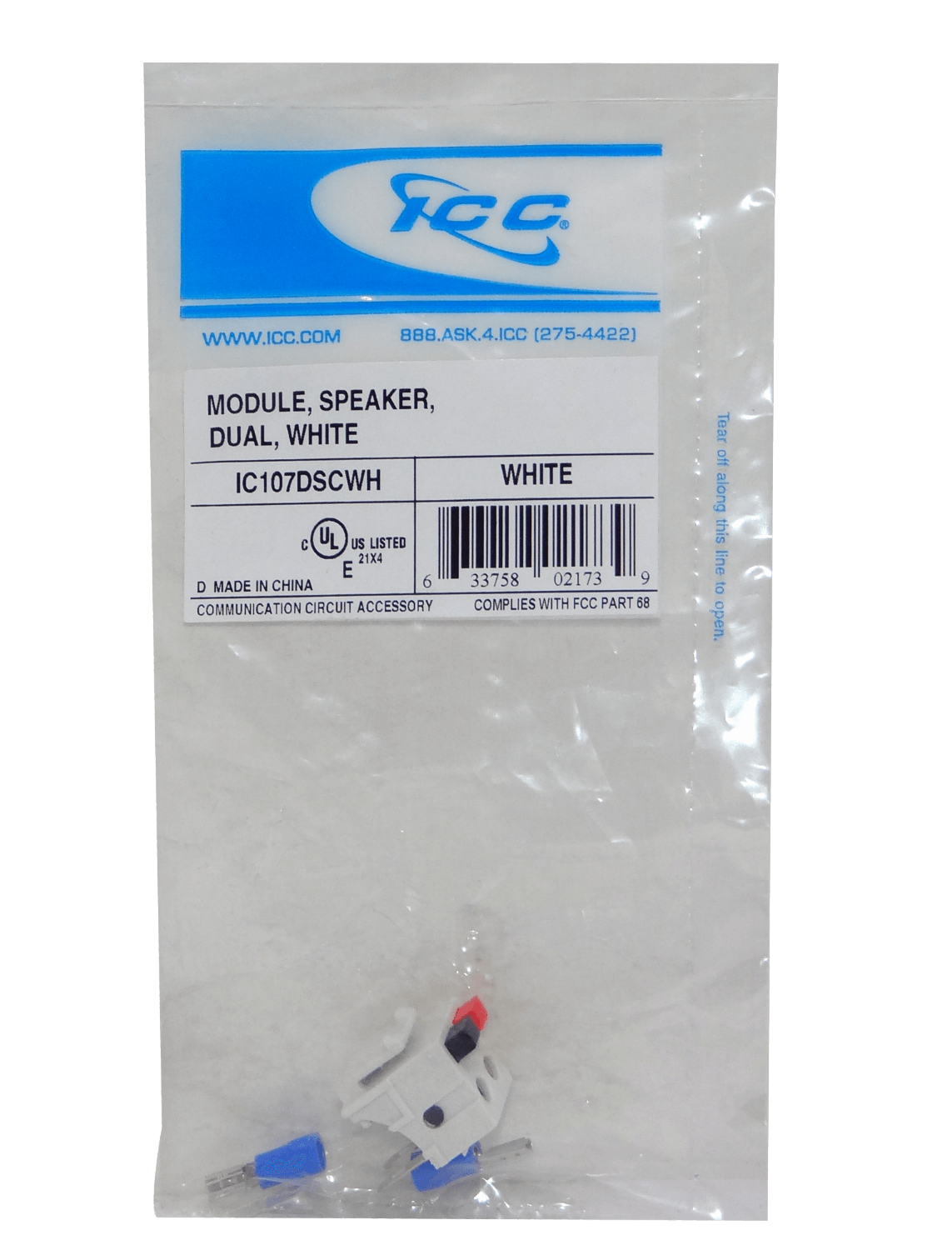 ICC Keystone 2-pin Parlante Rojo-Negro max-AWG16 UL 3