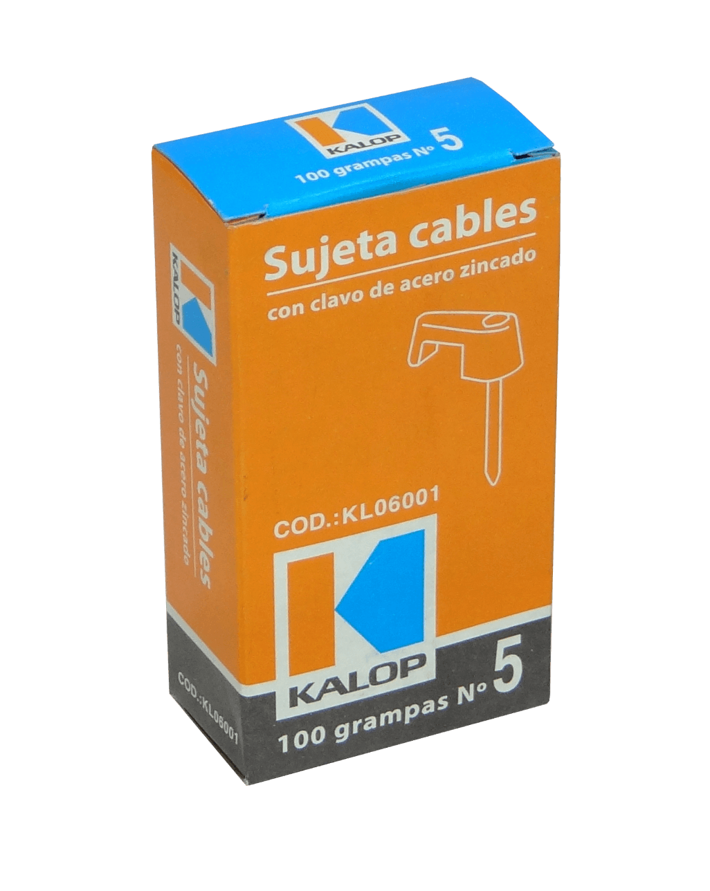 KALOP 100-UN Nº5 Blanca 1,6x4,5mm Clavo-14x1,8mm Zincado Sujeta-Cable 1