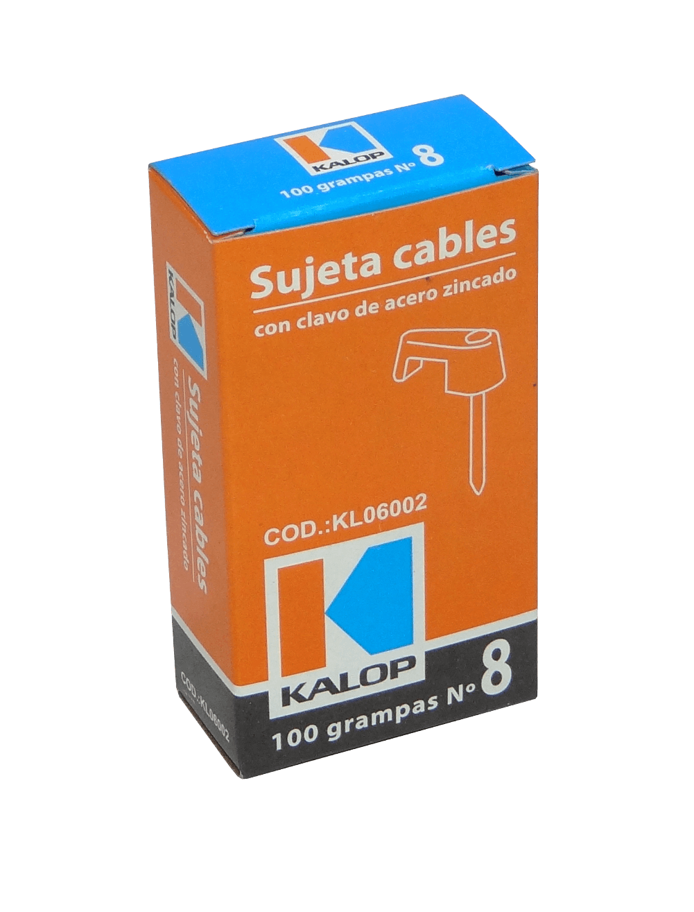 KALOP 100-UN Nº8 Blanca 2,45x7mm Clavo-14x1,8mm Zincado Sujeta-Cable 1