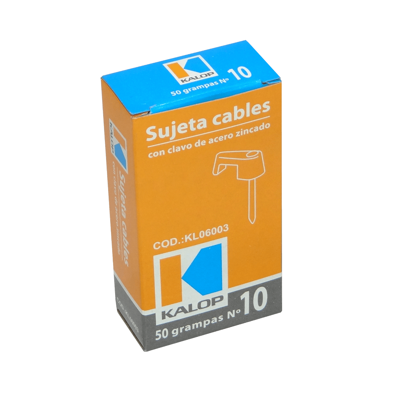KALOP 50-UN Nº10 Gris 3x8,5mm Clavo-16x2mm Zincado Sujeta-Cable 2