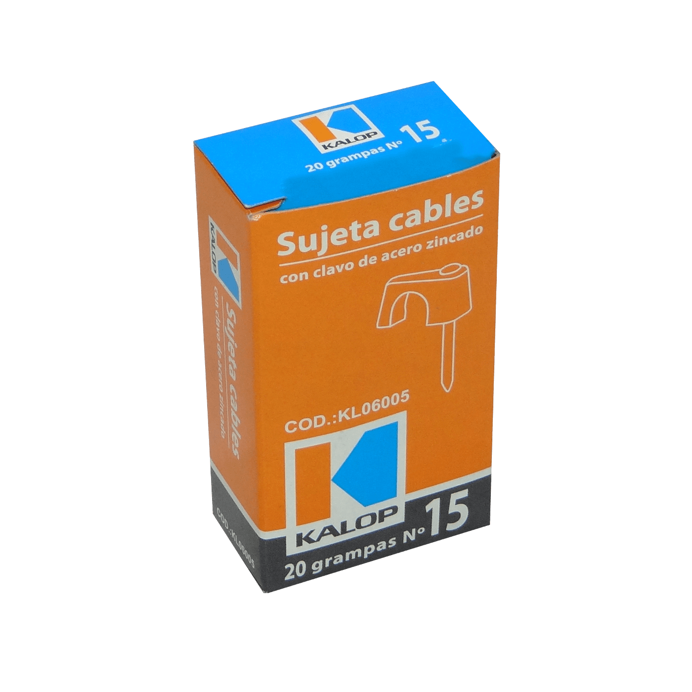 KALOP 20-UN Nº15 Gris 11x15mm Clavo-18x2,25mm Zincado Sujeta-Cable 1