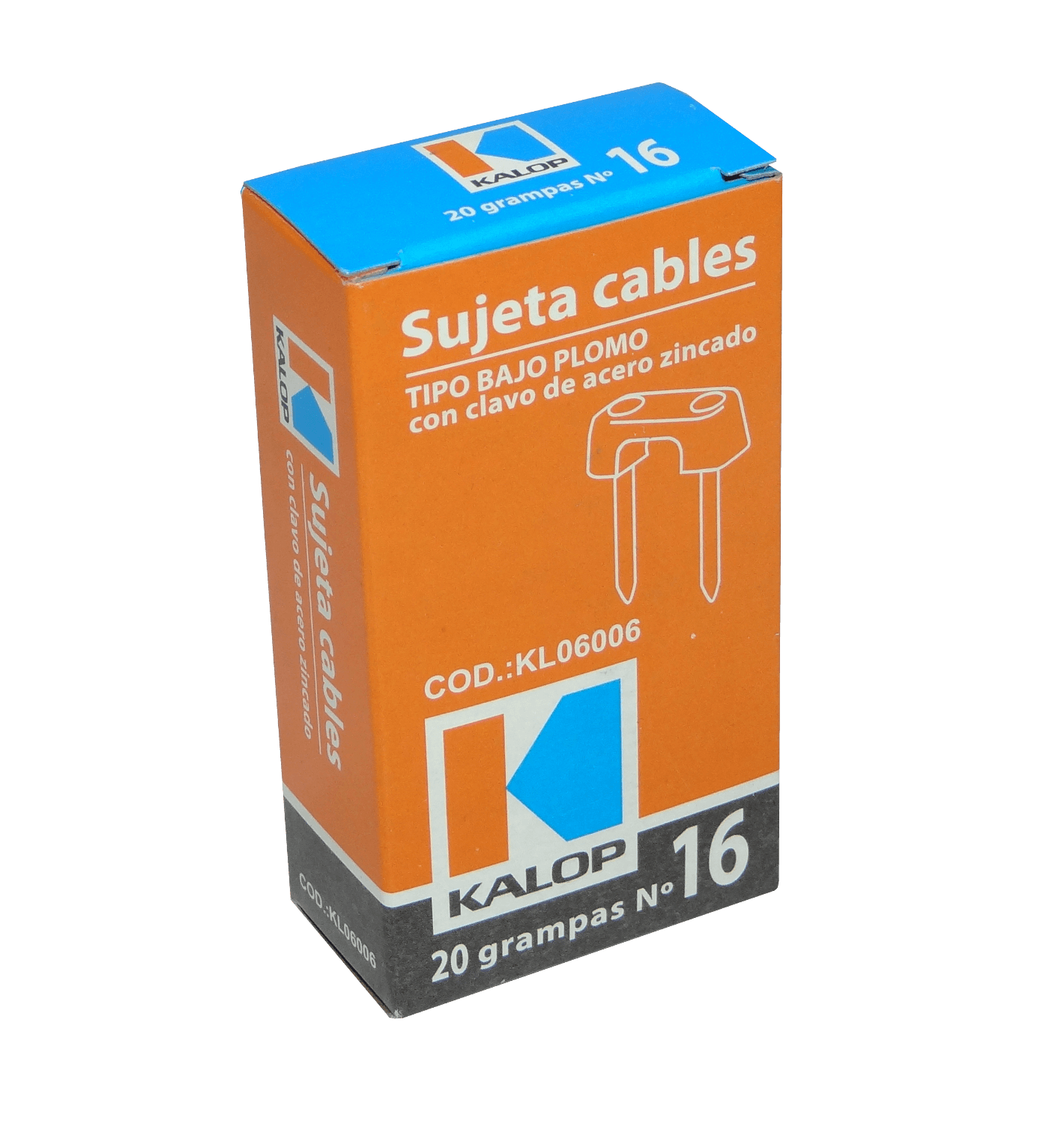 KALOP 20-UN Nº16 Gris 4x13mm 2-Clavos-15x2mm Zincados Sujeta-Cable 3