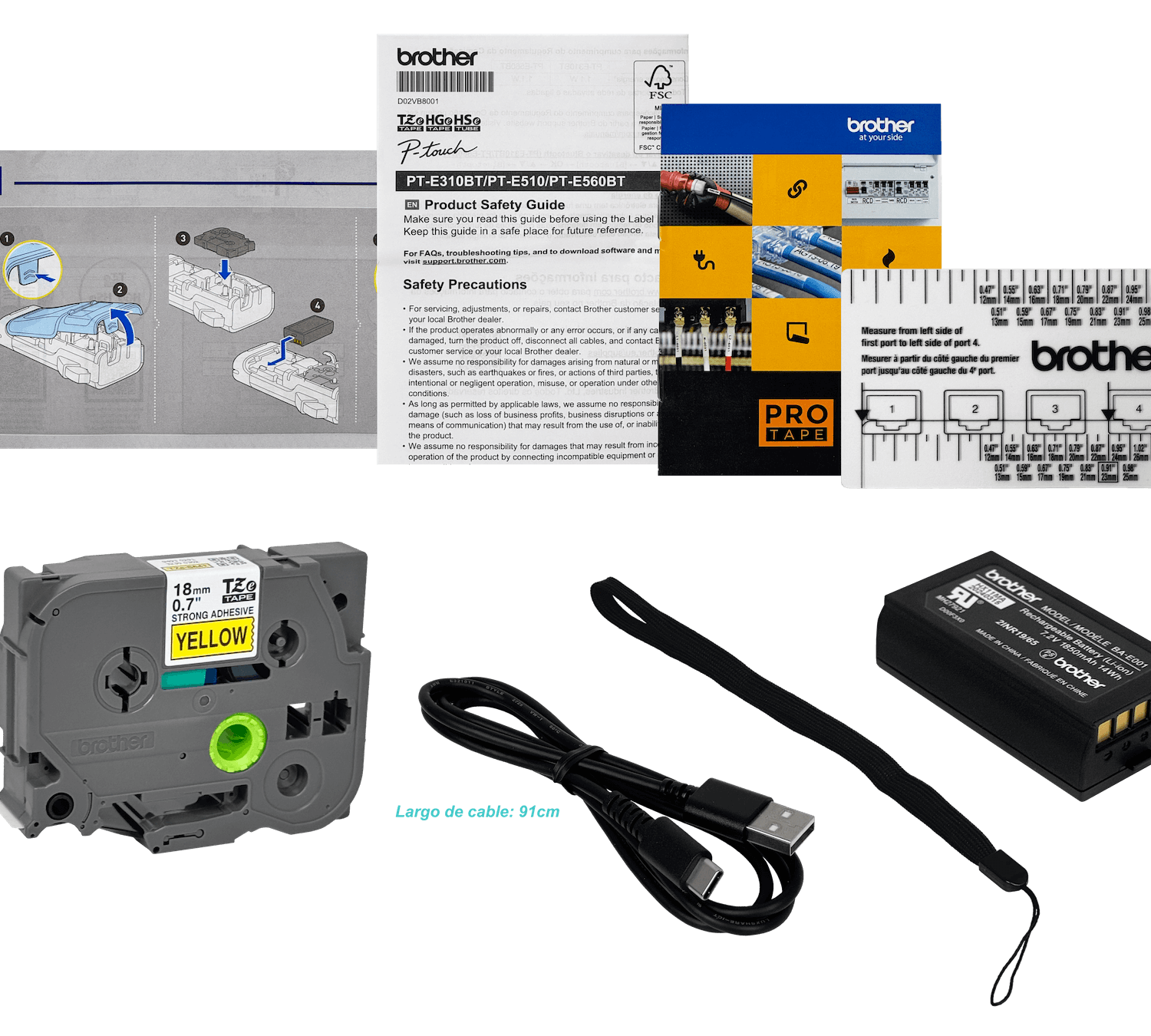 Rotuladora Brother PT-E310BTVP - Bluetooth, USB-C, 180 dpi, 5 líneas, TZe/HSe 7