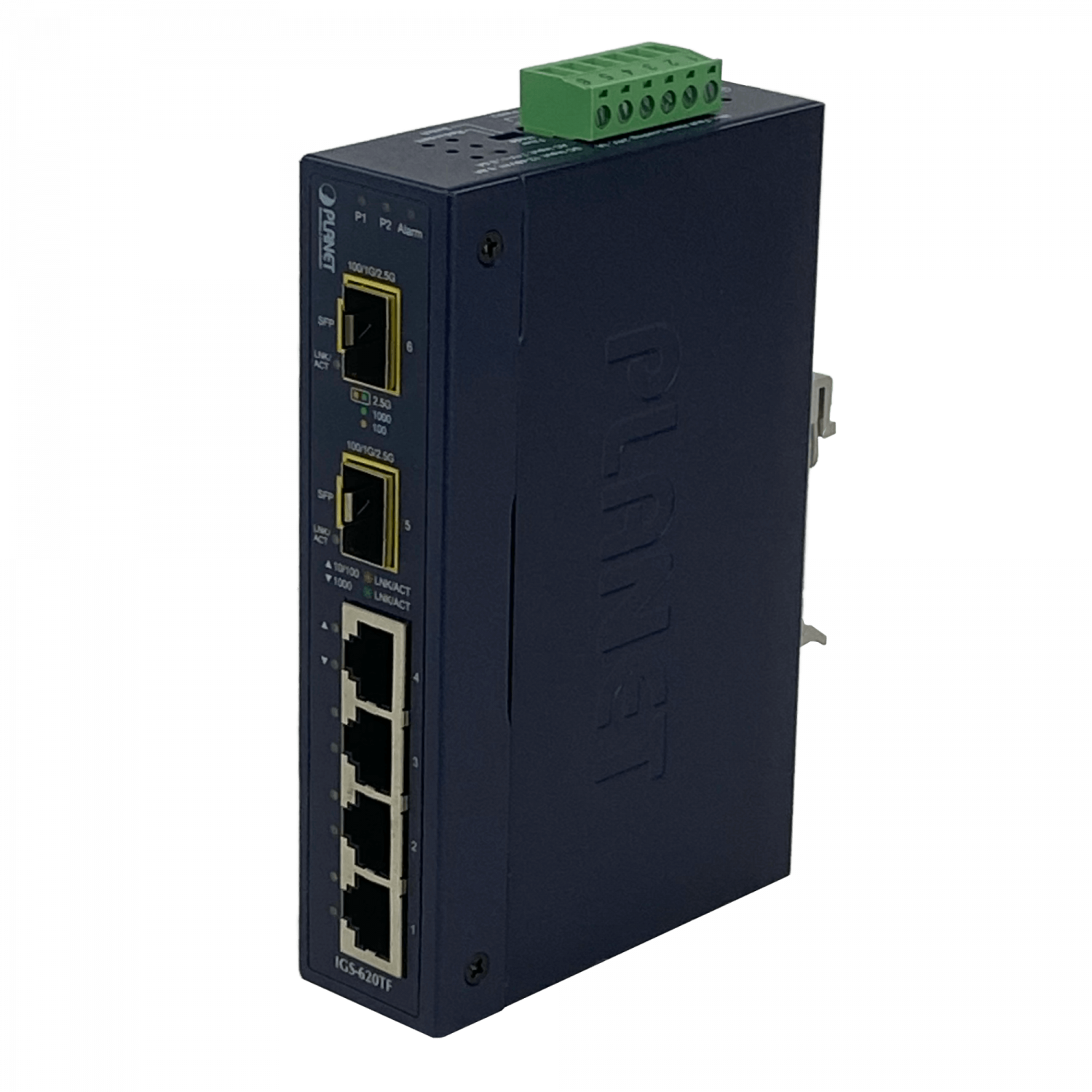 PLANET 4-1000 2-SFP Switch Industrial no-Admin Riel-DIN 12-48VDC 24VAC 4