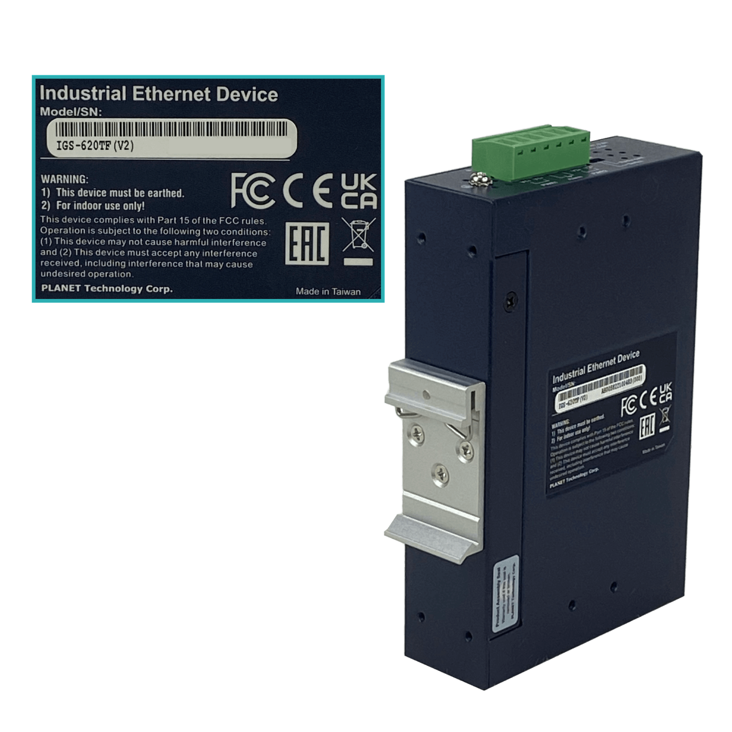 PLANET 4-1000 2-SFP Switch Industrial no-Admin Riel-DIN 12-48VDC 24VAC 7