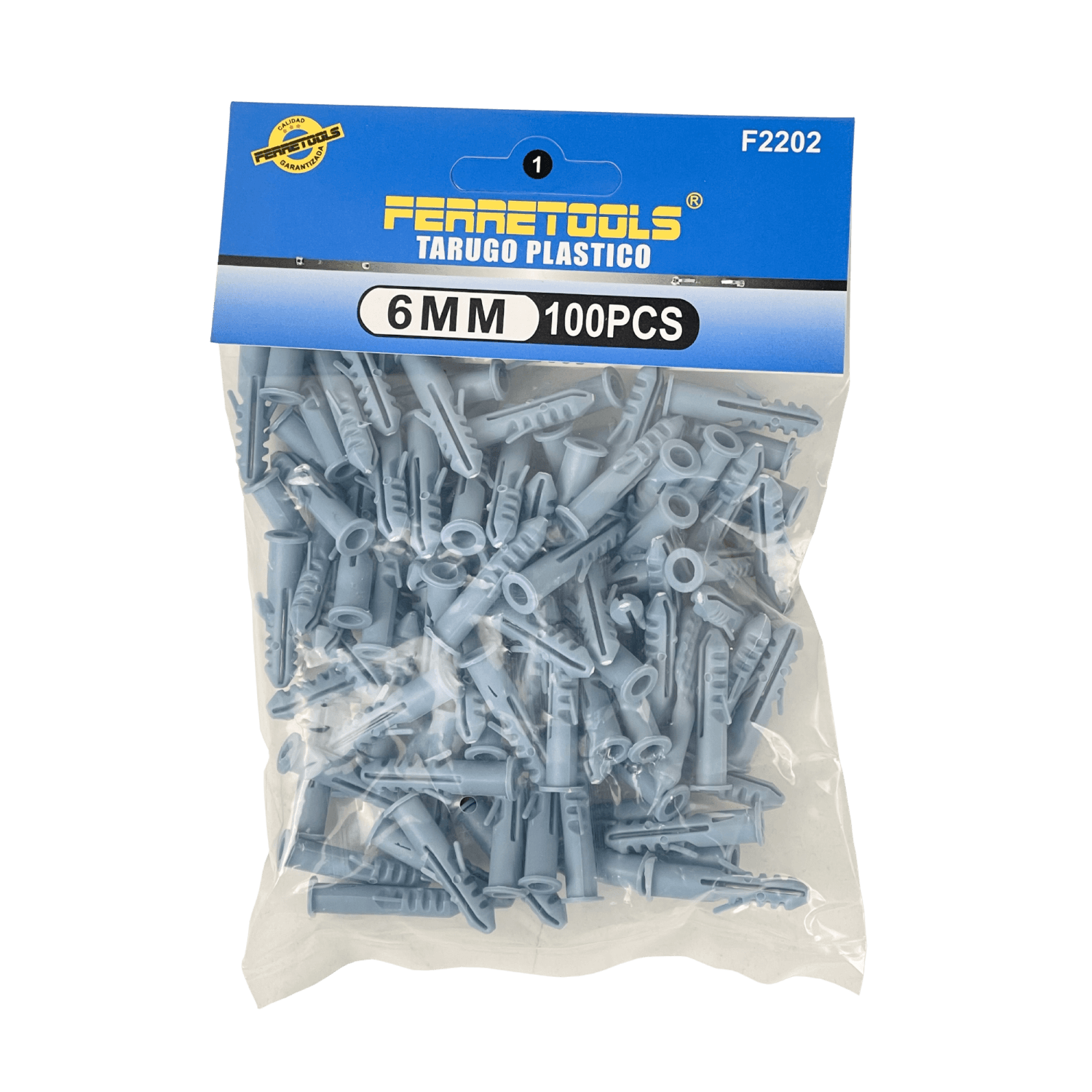 Tarugo 6mm 100-Unids. Plastico-PE Gris 6x30mm Tornillo-4x32 2