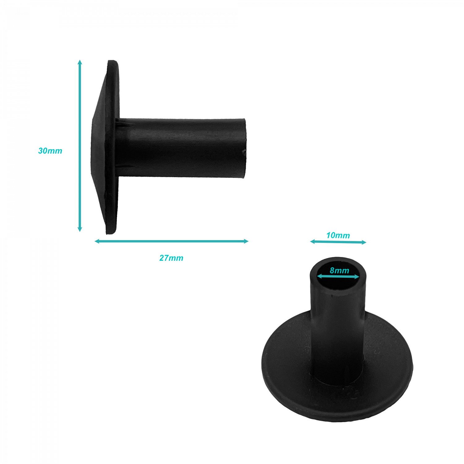 Negro Plastico Diameto int7,6/10mm para pasar Cable por muro-26mm 3