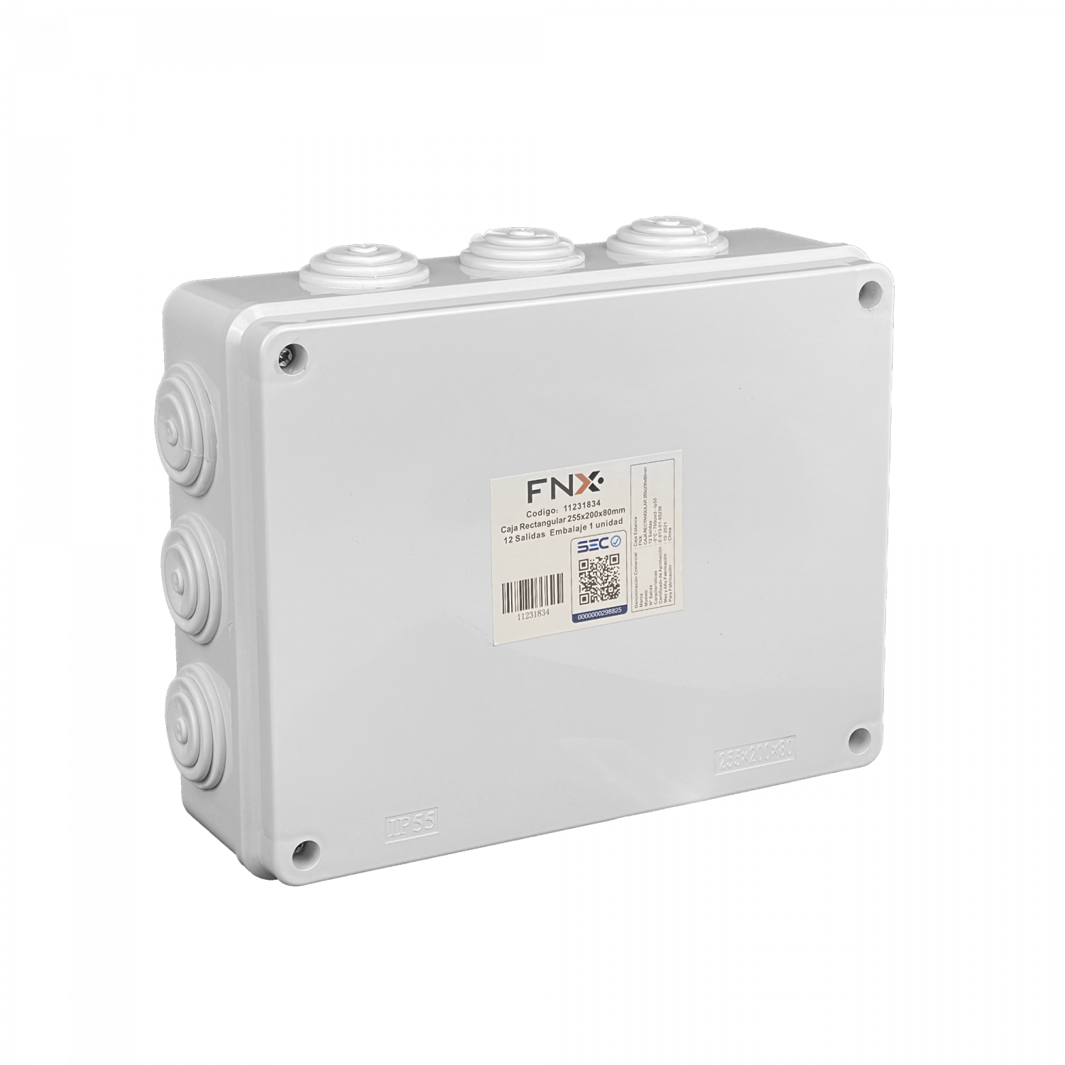 Caja Estanca Blanca IP55 12-Conos 4-Tornillos, 255x200x80mm 3