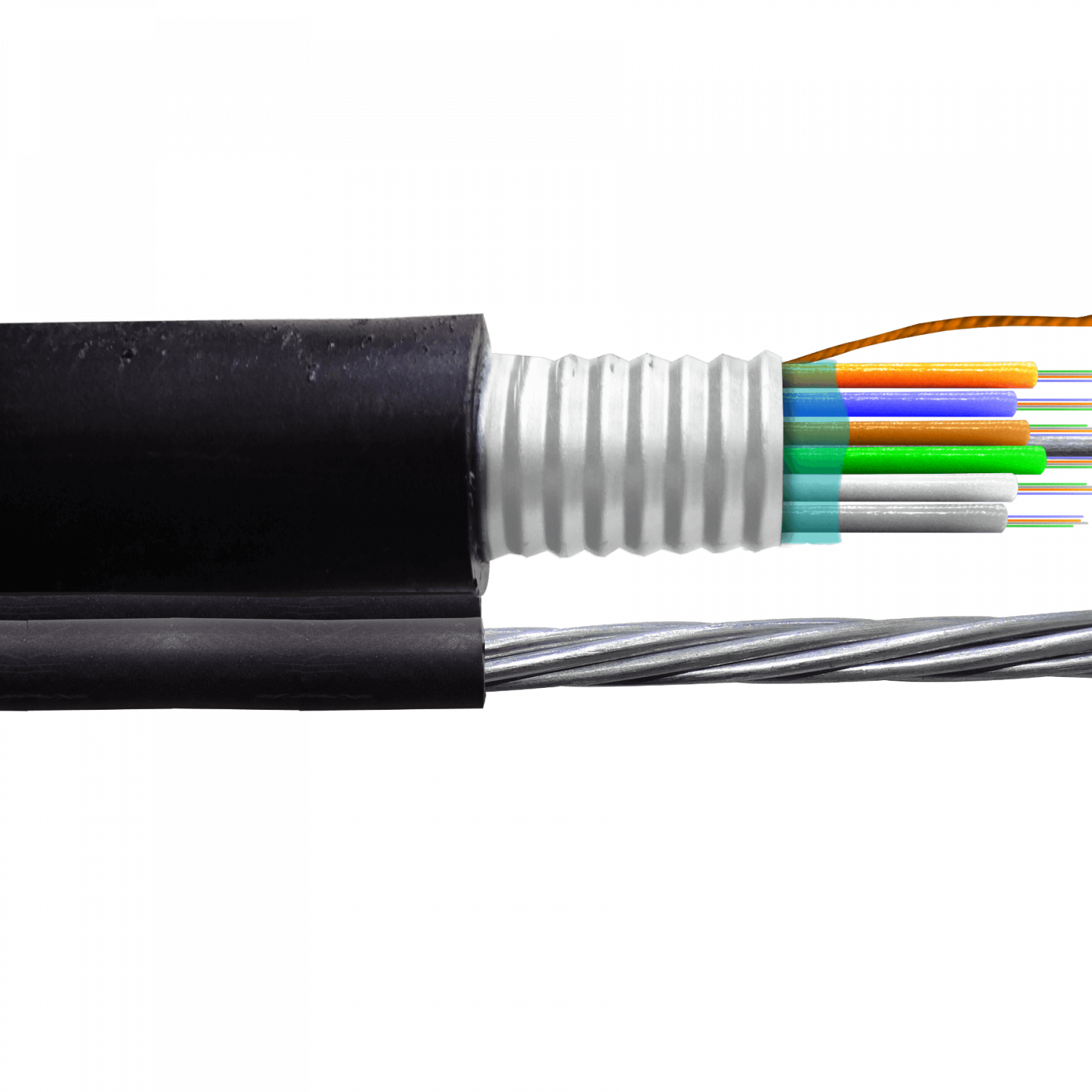 Cable de Fibra Óptica Monomodo 24 Fibras G652D Figura 8 Exterior con Portante - CFS824  1