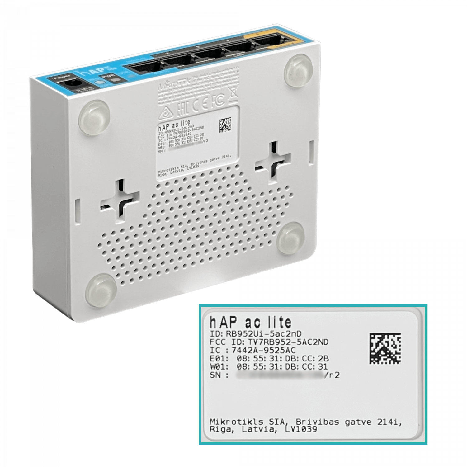 Router Inalámbrico MikroTik hAP ac lite RB952Ui-5ac2nD -  2.4/5 GHz, 5x Ethernet, PoE Out 5