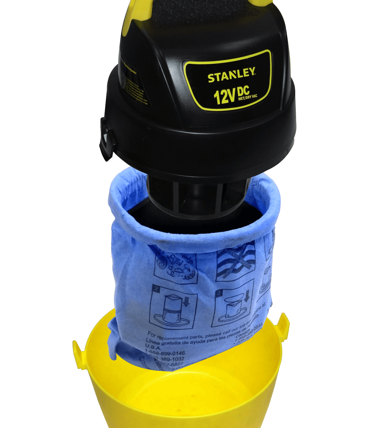Aspiradora Portatil STANLEY 12V  Seco Mojado 3,8Lt Cable-5mt-EnchAuto 1