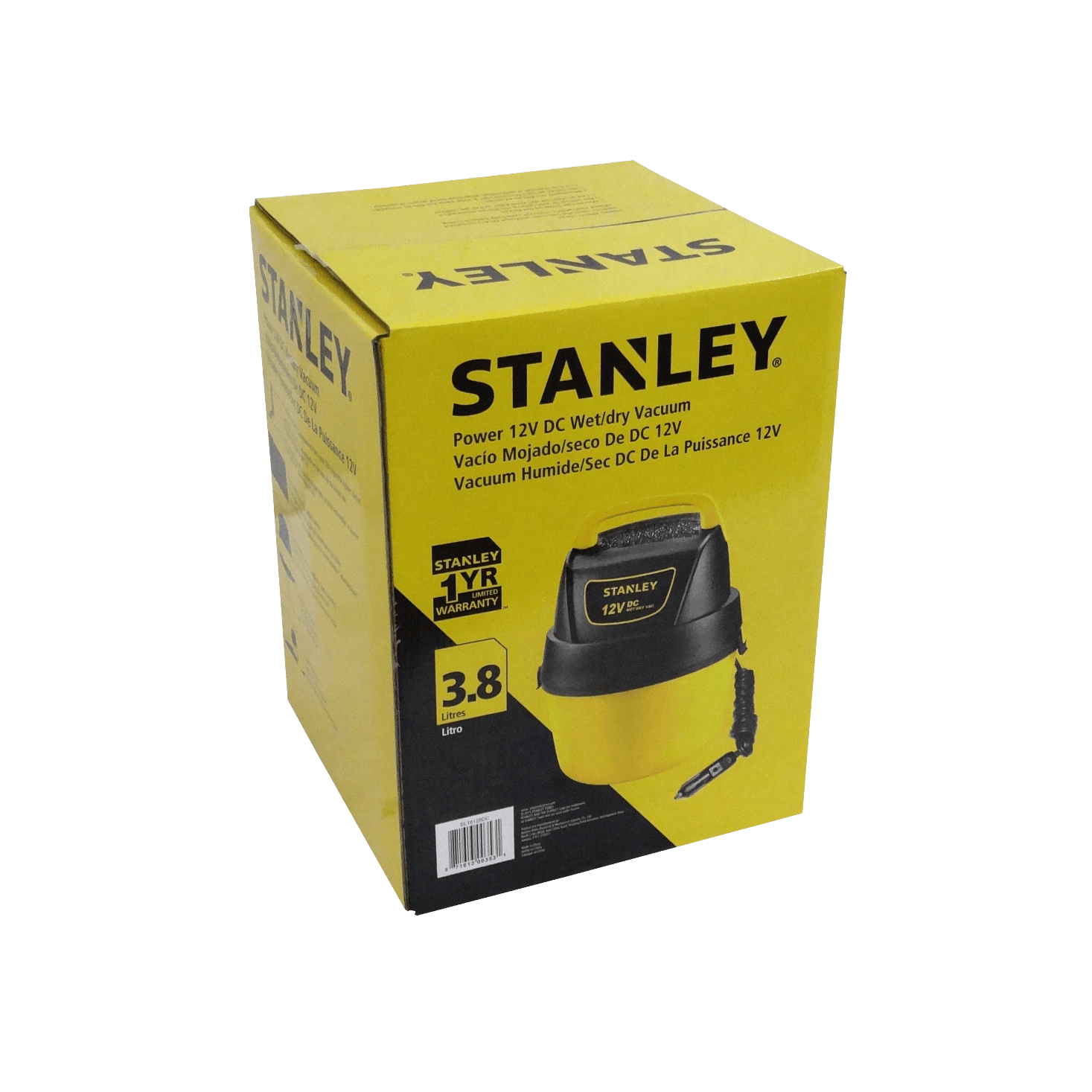 Aspiradora Portatil STANLEY 12V  Seco Mojado 3,8Lt Cable-5mt-EnchAuto 6