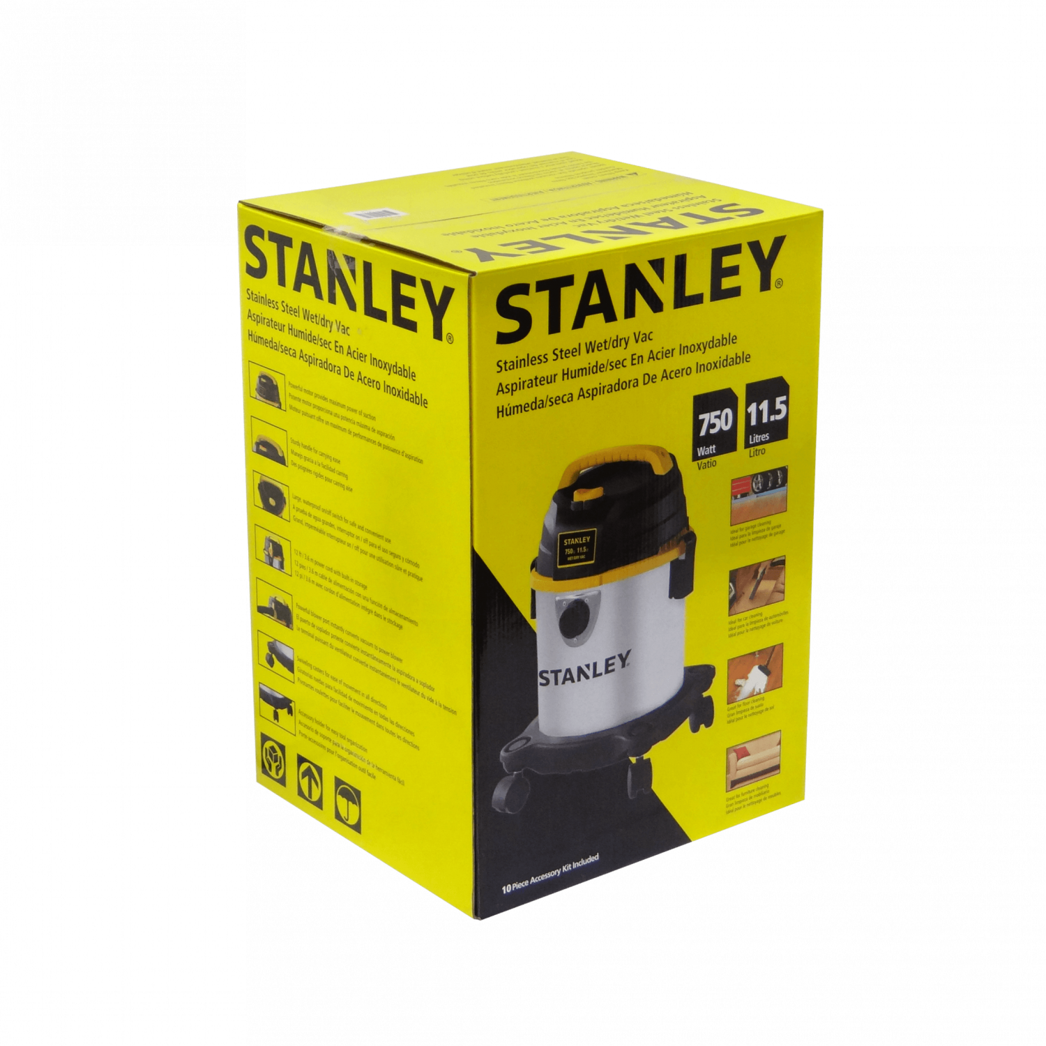 Aspiradora STANLEY 750W Seco Mojado 11,5-Litros 4,0HP 220V-3,6mts IPX4  3