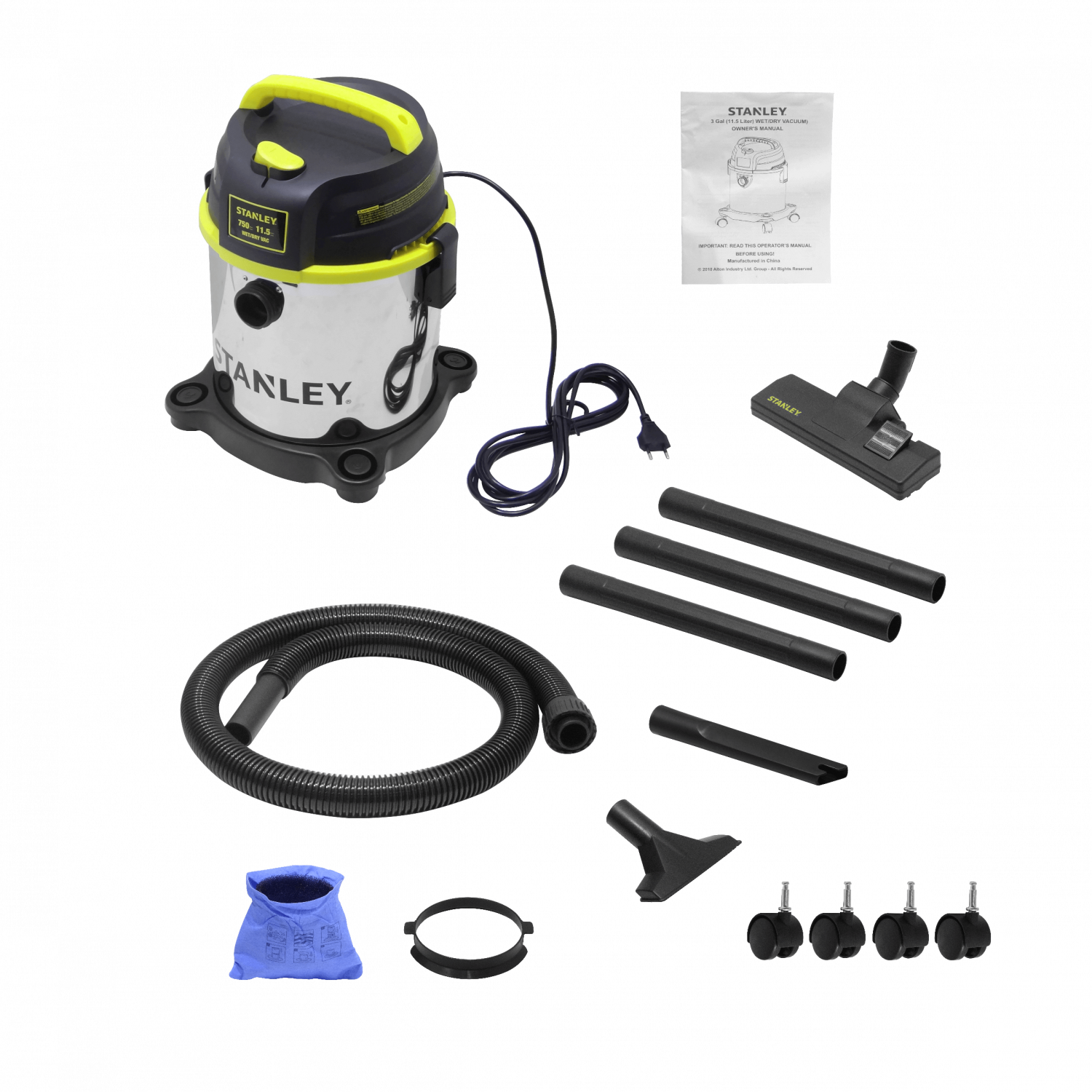 Aspiradora STANLEY 750W Seco Mojado 11,5-Litros 4,0HP 220V-3,6mts IPX4  5
