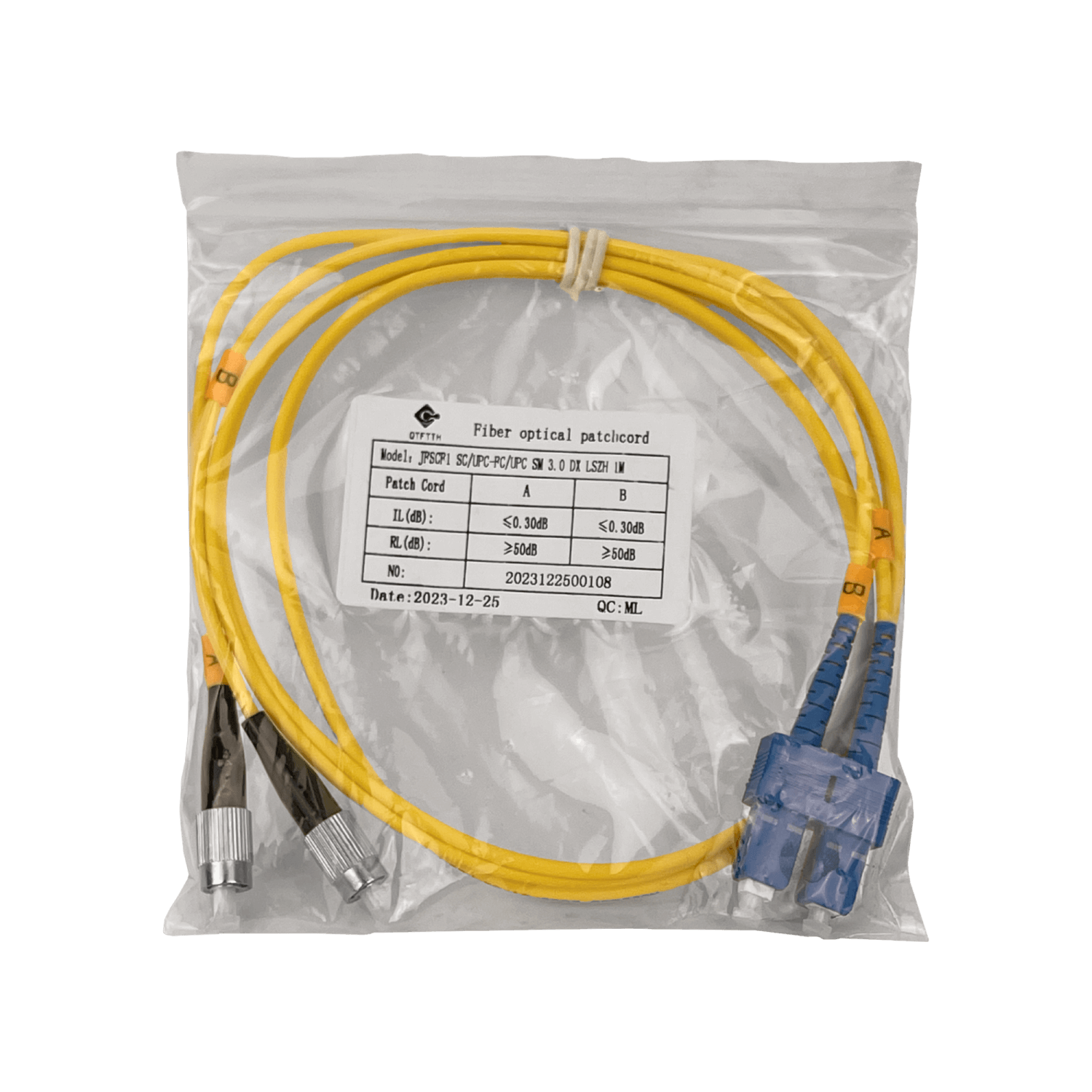 1mt SC-FC MonoModo SM Duplex Jumper Cable Fibra 3.0mm 9/125um 3