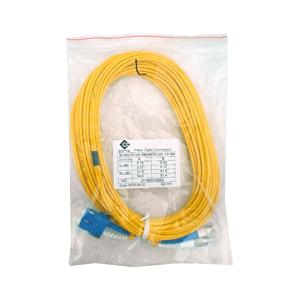 10mt SC-FC MonoModo SM Duplex Jumper Cable Fibra 9/125um 3.0mm 2