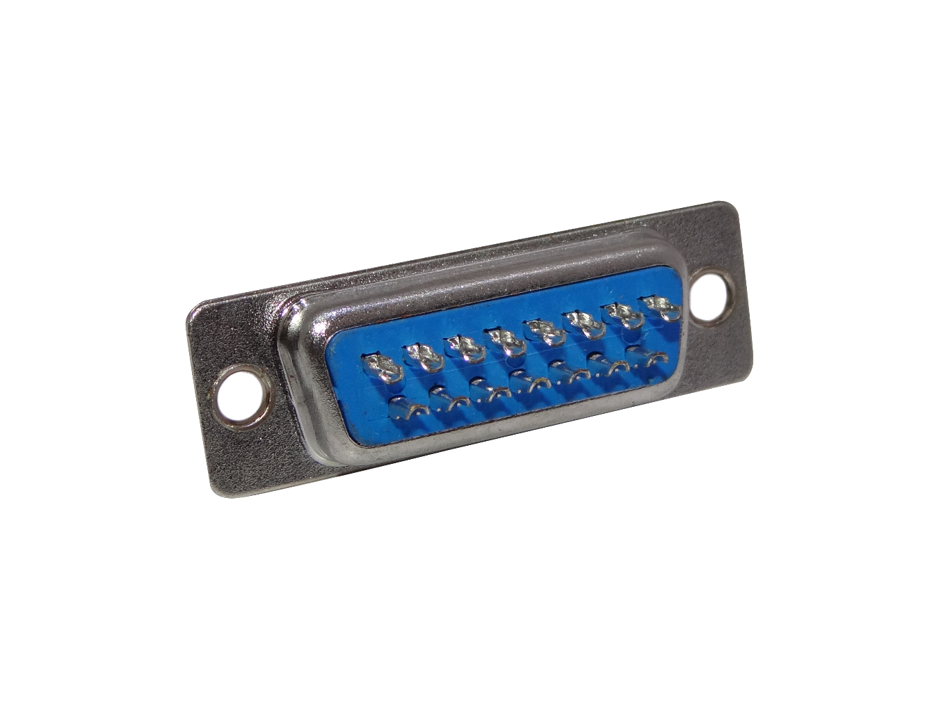 Conector DB15 Macho DA-15 15 Pines Soldable, 39mm, Sin Tapa, Color Plateado 2