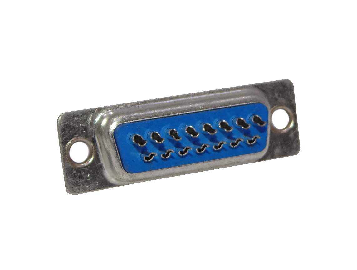 Conector DB15-H Hembra DA-15, 15 Pines, 2 Filas, Soldable, 39mm de Ancho, sin Tapa 2