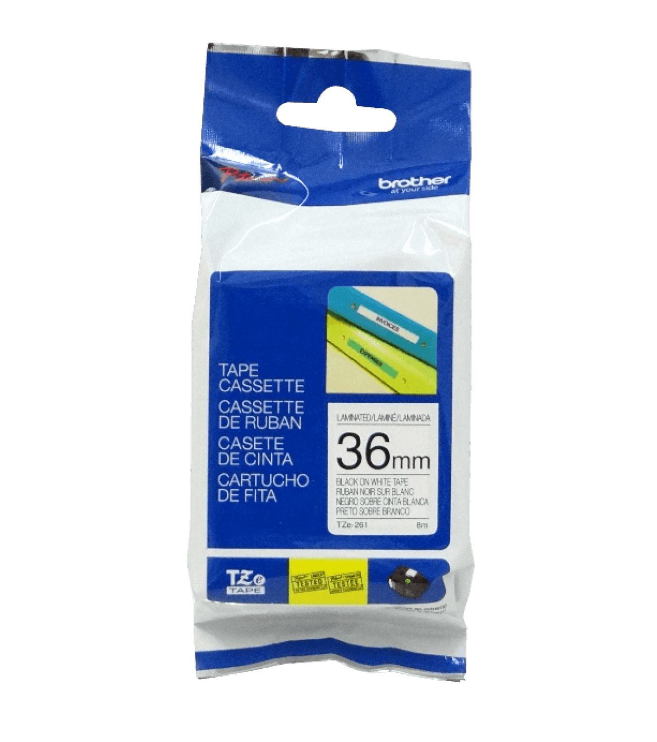Cinta negro sobre blanco de 36mm (1,4