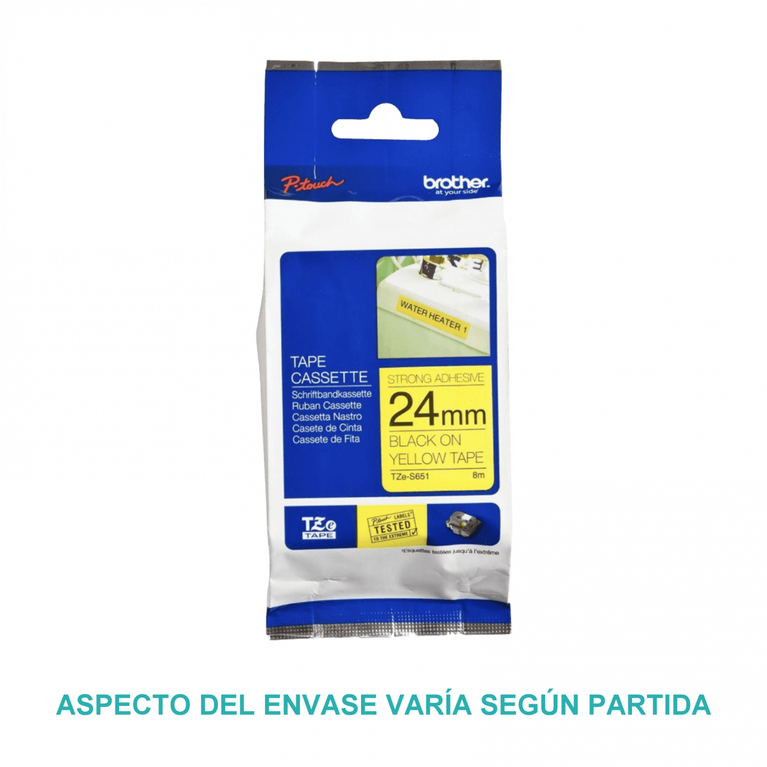 Cinta negro sobre amarillo adhesivo industrial de 24mm (0,94