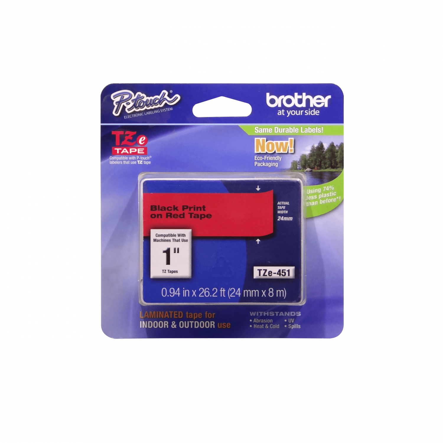 Cinta Laminada Brother TZE-451, Texto Negro sobre Fondo Rojo, 24mm, 8 Metros 2