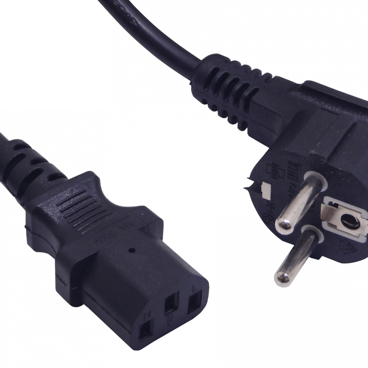1,2-1,8mt Schuko-Macho C13-Hembra Cable Poder Negro 6A 3x0,75mm2 1