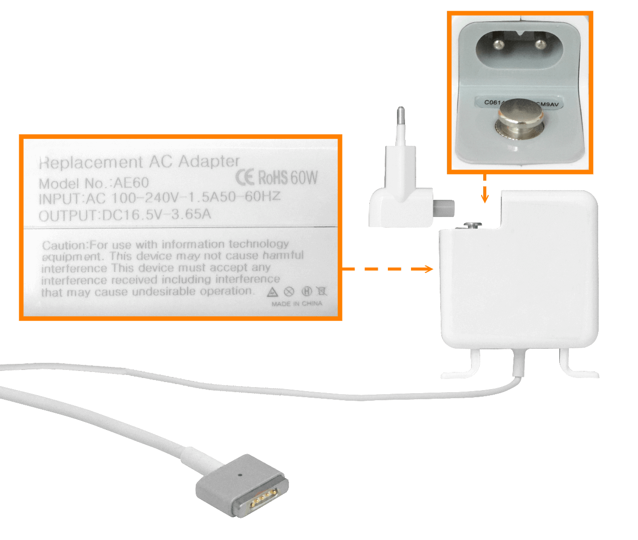 Alternativo 16,5V 60W 3,65A Cargador MacBook MacbookPro13 Magnetico 3