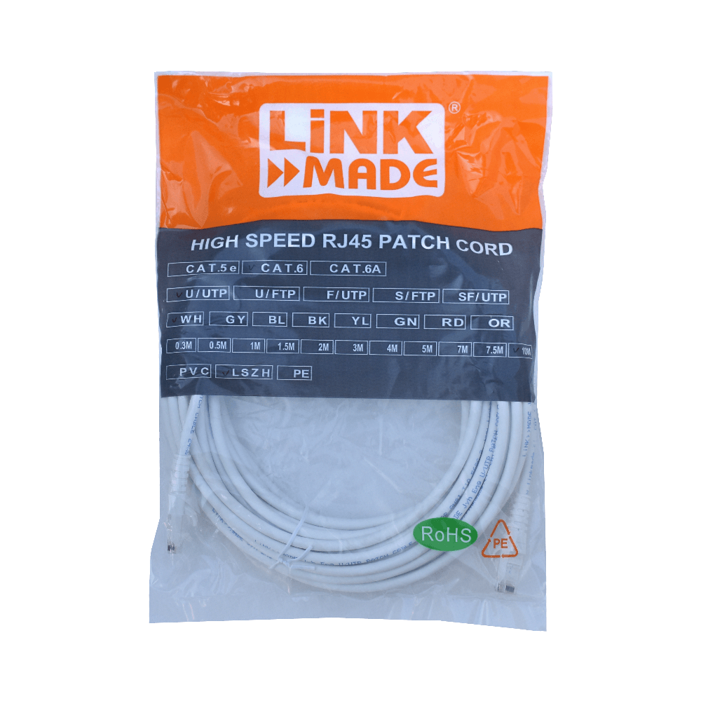 Cable Patch LINKMADE Cat6 Blanco LSZH UTP 10 metros Inyectado Multifilar para Instalaciones Amplias 3