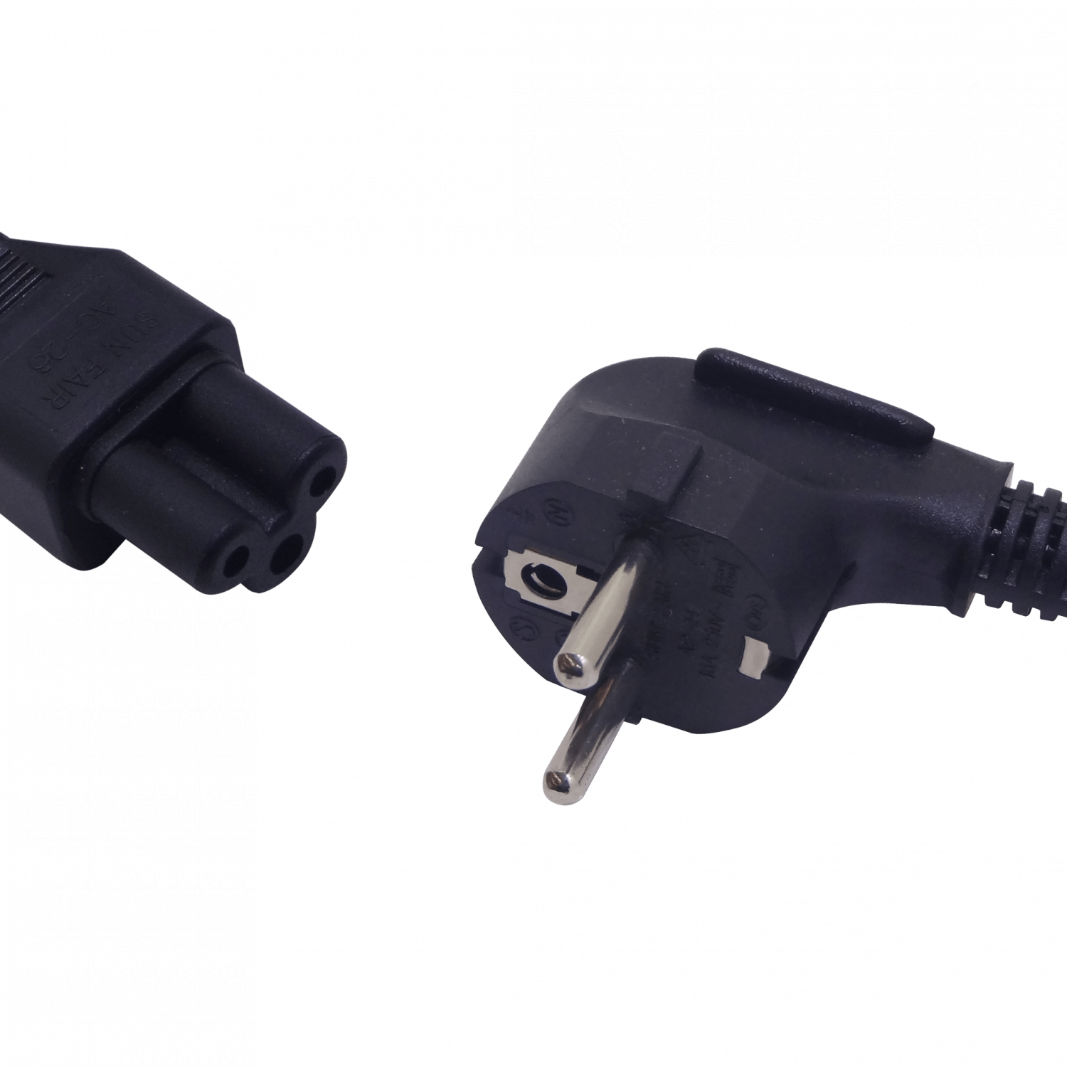 0,6mt Schuko-Macho Trebol-Hembra Cable Poder Negro 6A 3x0,75mm2 60cm 4