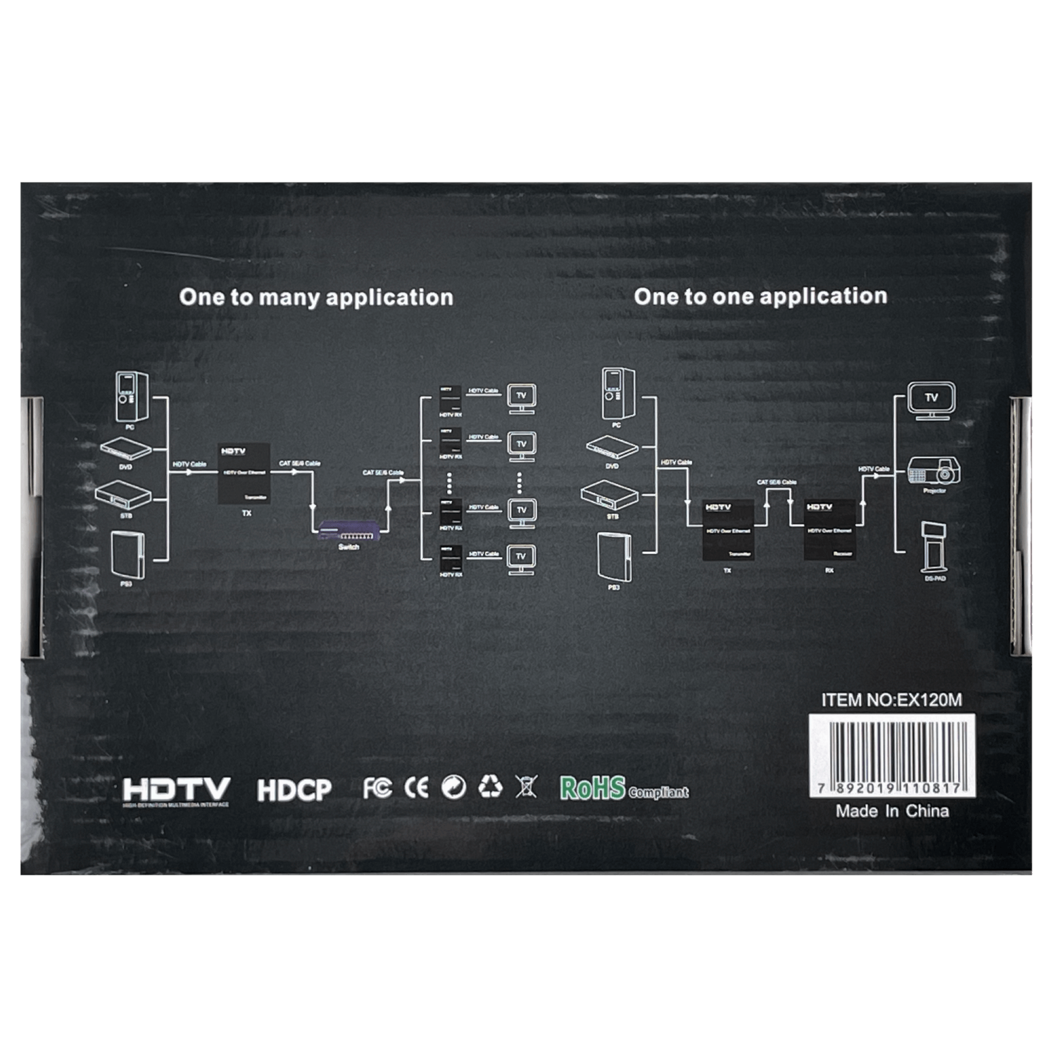 Extensor HDMI sobre UTP 120m 1080p con IR, Compatible CAT5E/CAT6, Incluye Adaptador 5V-2A 7