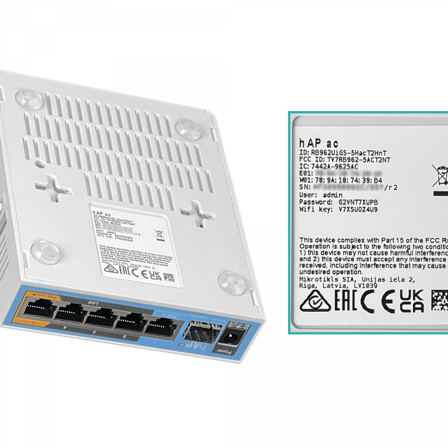 Router Inalámbrico MikroTik hAP ac - Doble Banda 2.4/5 GHz, 5 Puertos Gigabit, SFP, PoE Out 6