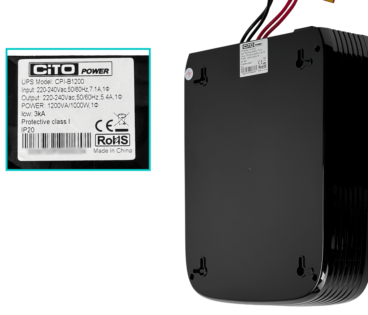 UPS CITO CPI-B1200 Inversor 1000W, 90-280VAC, Onda Modificada, Requiere Batería 12VDC 1