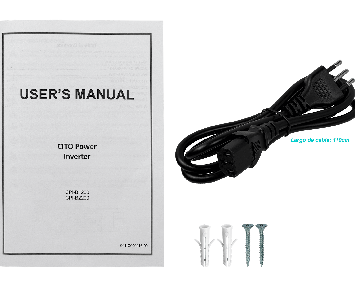 UPS CITO CPI-B1200 Inversor 1000W, 90-280VAC, Onda Modificada, Requiere Batería 12VDC 2