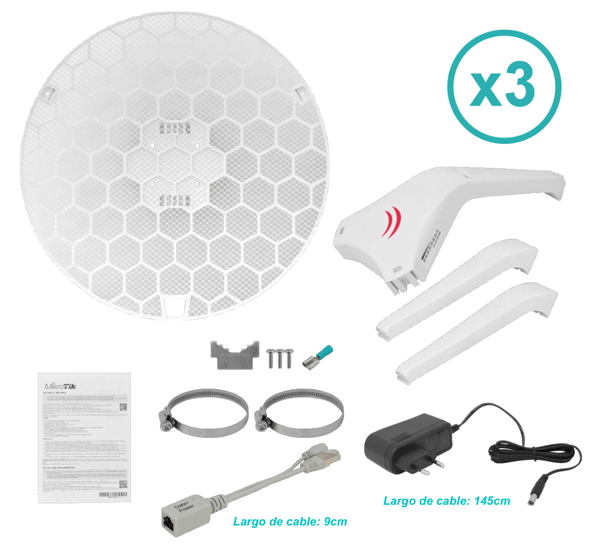 Antena de Red Inalámbrica MikroTik LHG 5 - 5 GHz, 24.5 dBi, Dual Chain, 3 Unidades 7