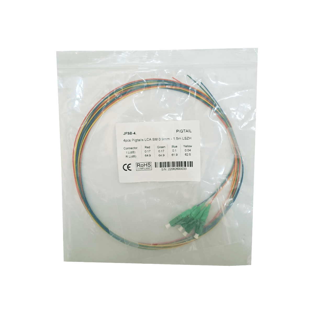 LC/APC SM 1,5mt 4-unidades Pigtail 150cm 0,9mm 1.5mt MonoModo 9/125um 1