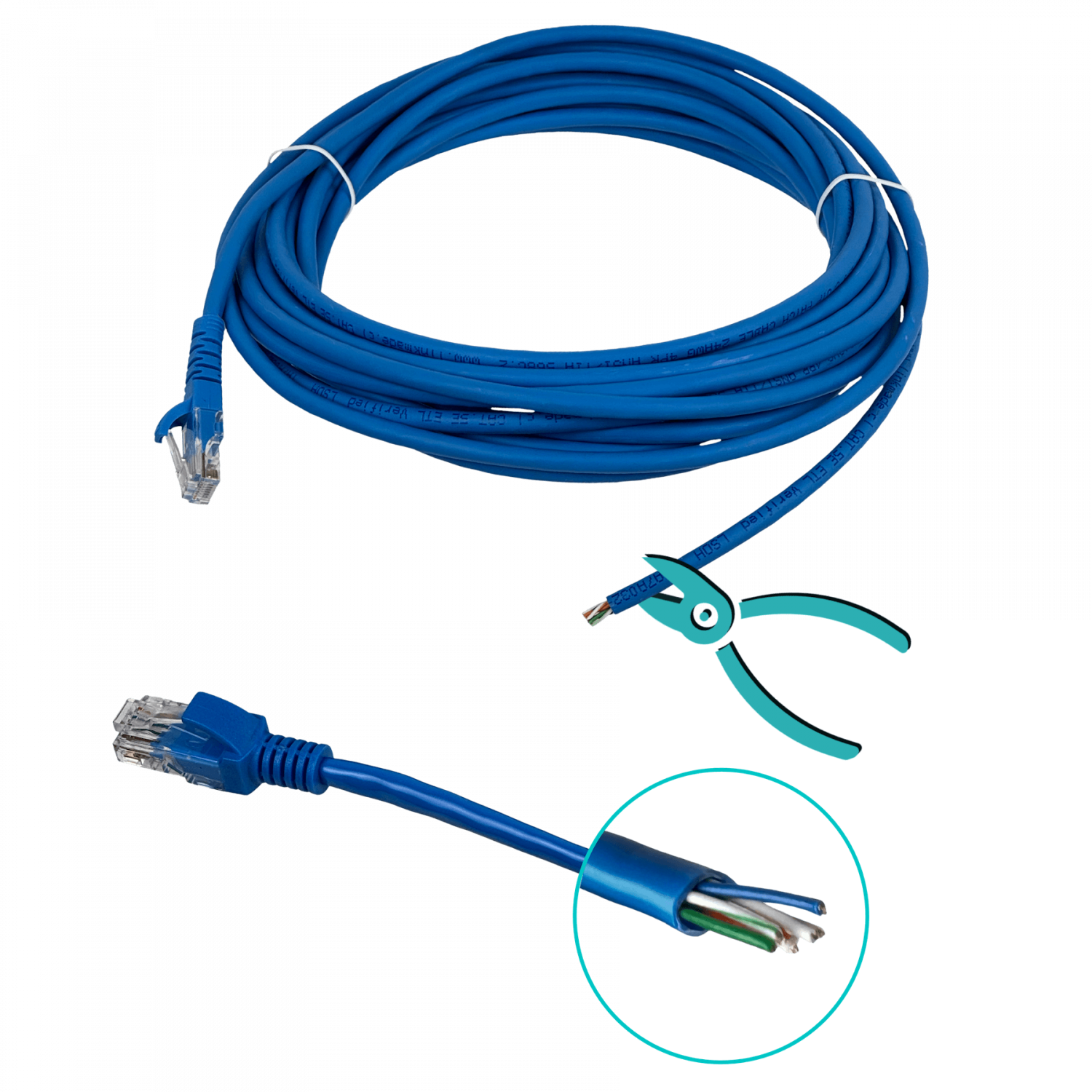 Cable Patch LINKMADE Cat5e 7.5mt Azul LSZH Inyectado Multifilar 3