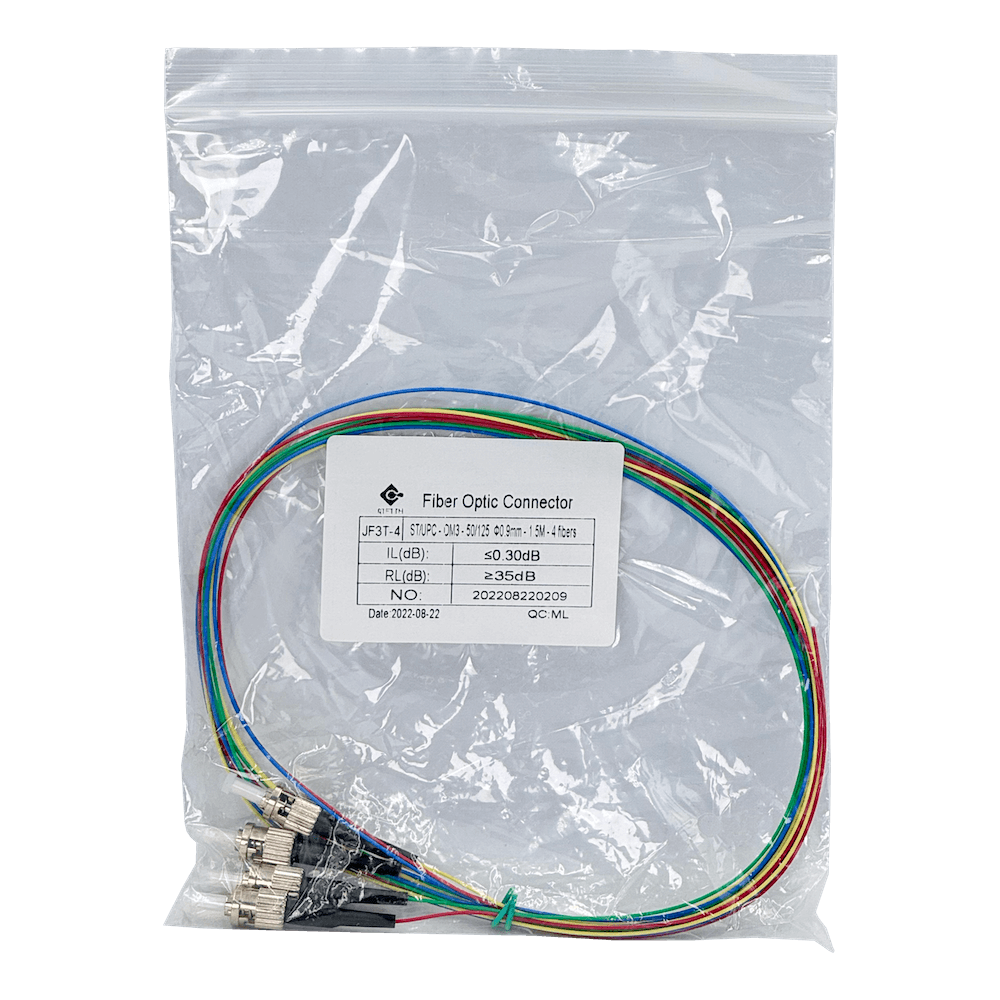 ST/UPC OM3 Multimodo 1,5mt 4-Unidades Pigtail 50/125um 0,9mm 150cm 3