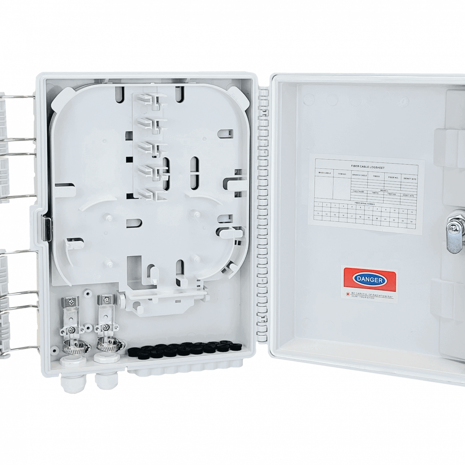 Caja NAP de Fibra Óptica 16 Puertos Rectangular IP65 con Llave - BOX-16 9