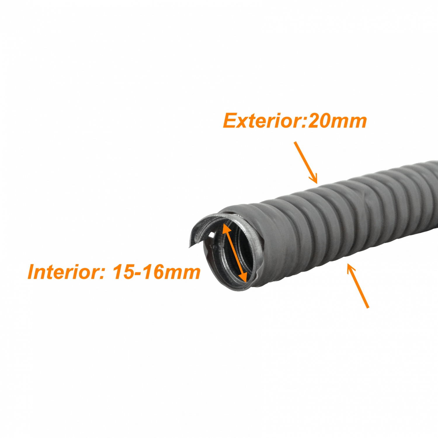 Conduit Flexible Metálico 20 mm, Rollo 50 m, Cubierto PVC (1/2), M20-50 1