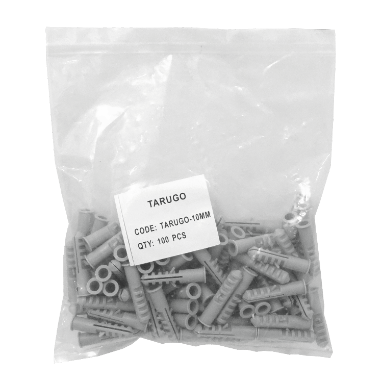Tarugo 10mm 100-Unids. Plastico-PE Gris 10x44mm Tornillo-5x45 2