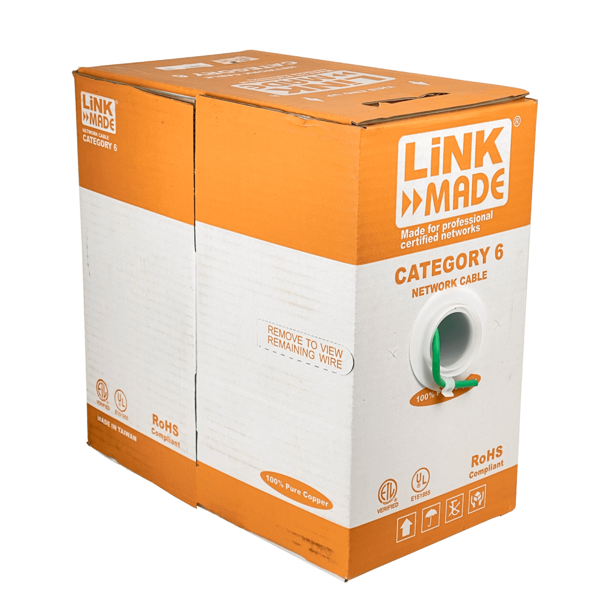 Caja Cable LINKMADE Cat6 UTP Verde LSZH 305mt Unifilar Cobre Taiwan 3