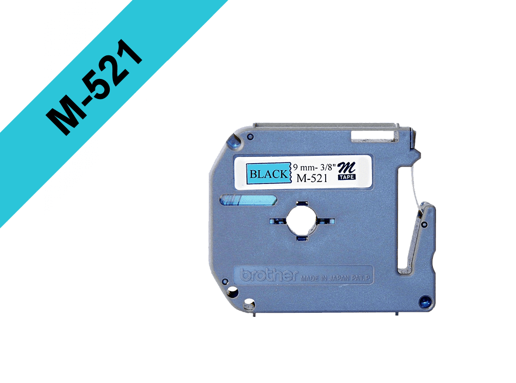Cinta Brother M521 9mm negro en fondo azul 8m 3