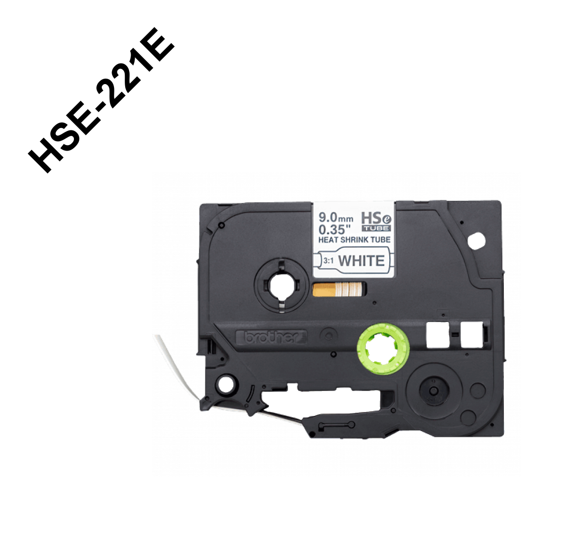 Cinta termoretractil Brother HSE-221E 9mm negro en blanco 15m 1